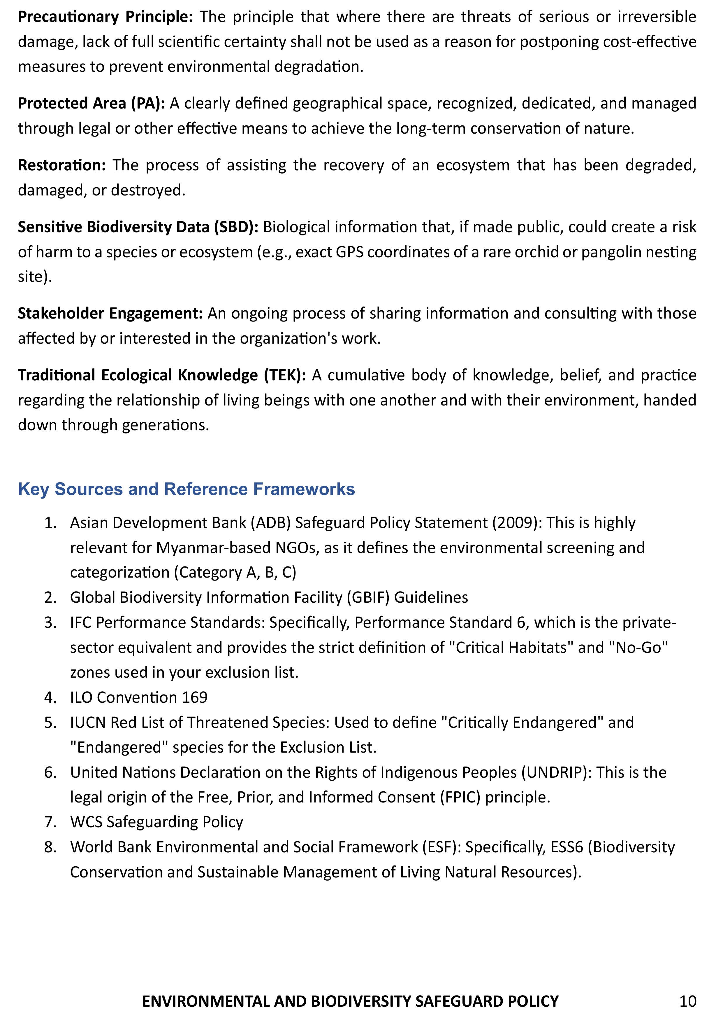 Environ Bio Safeguard Policy