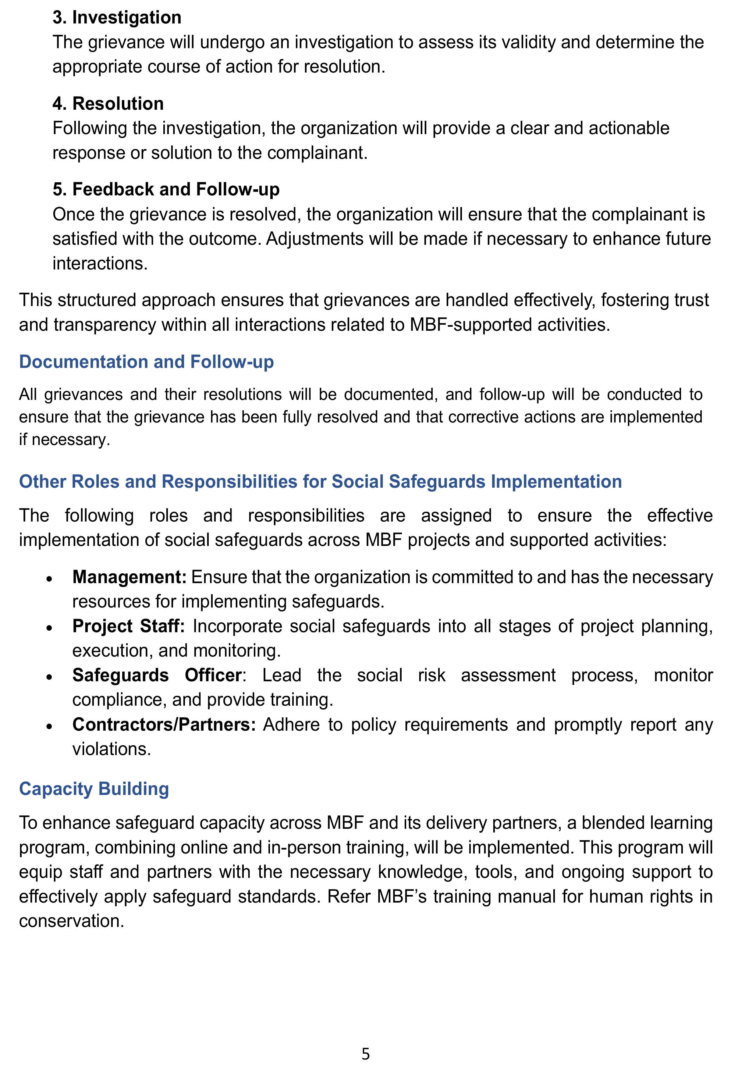 Social Safeguard Policy