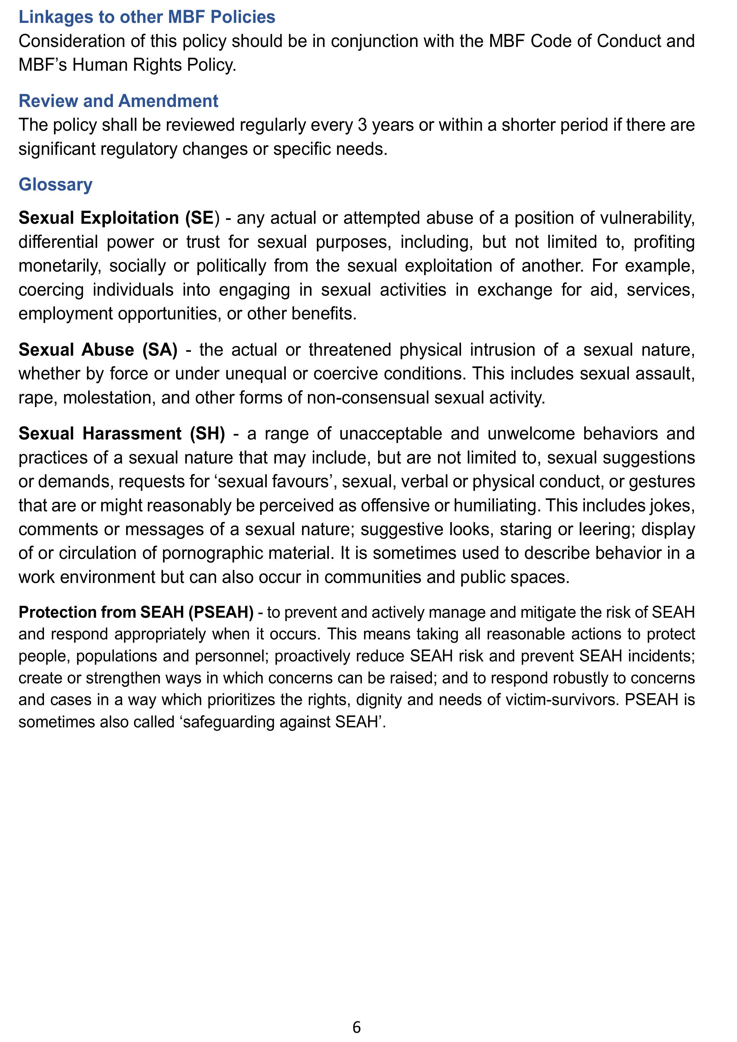 Social Safeguard Policy
