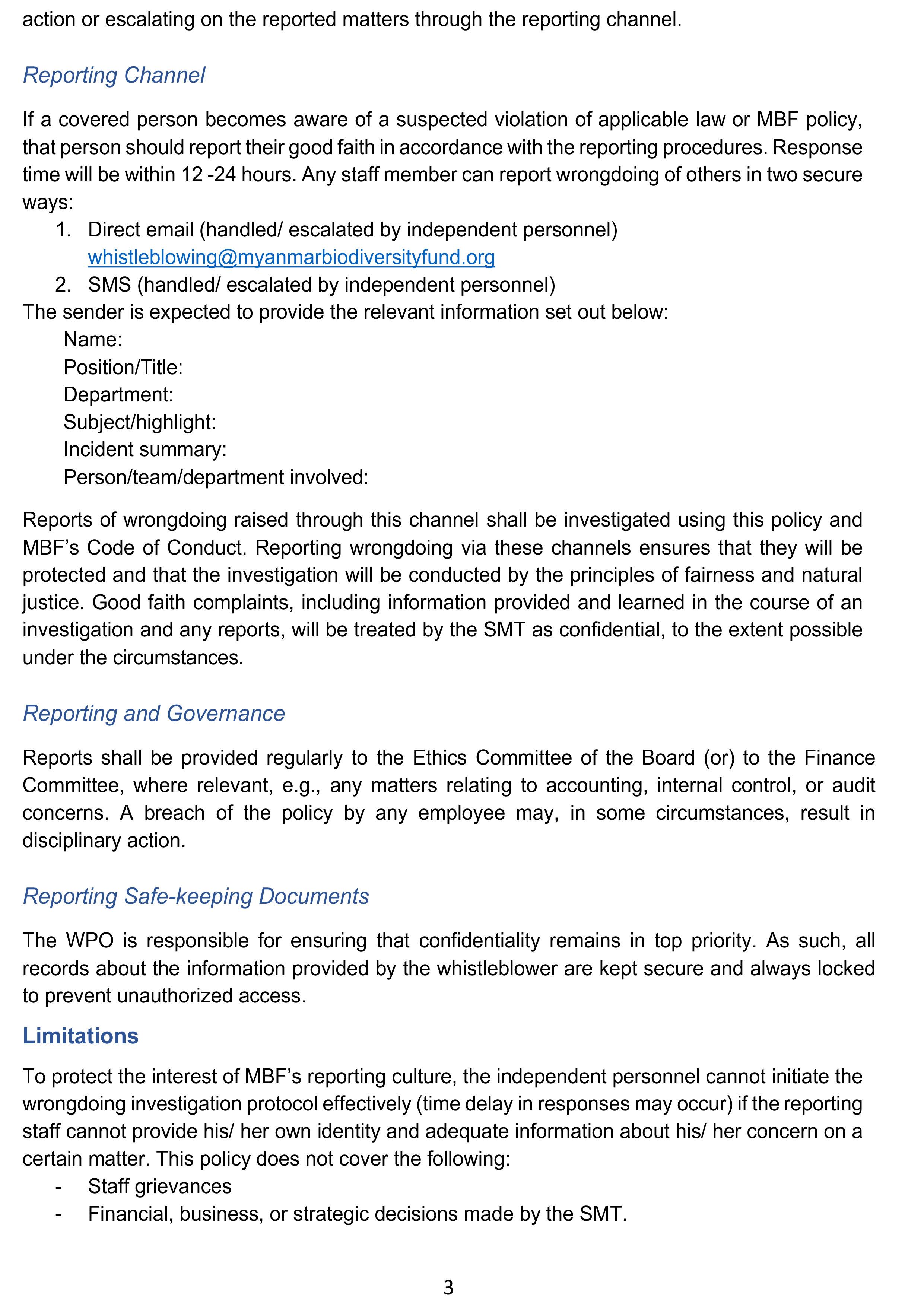 Whistleblowing Policy
