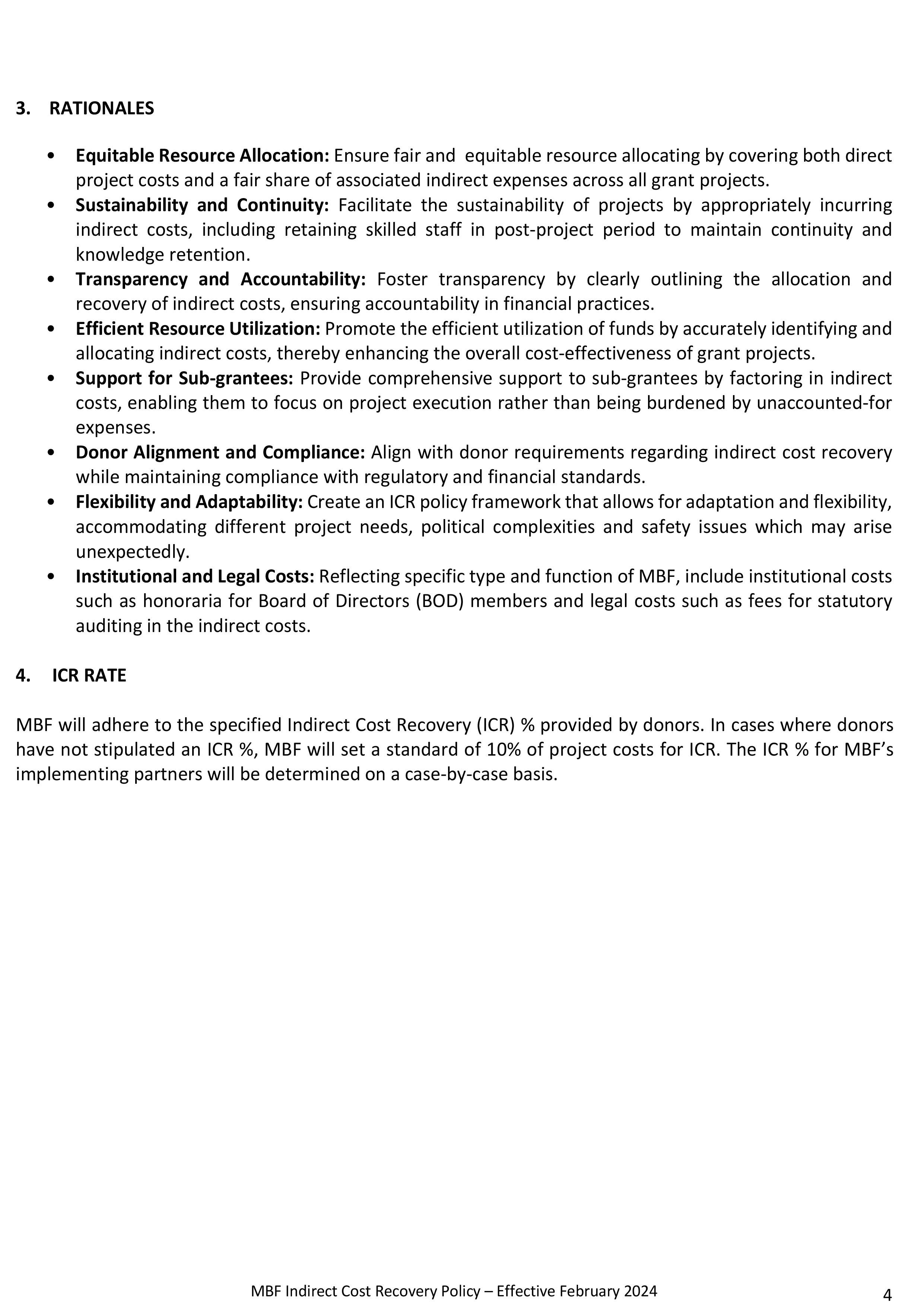 Indirect Cost Recovery (ICR) Policy