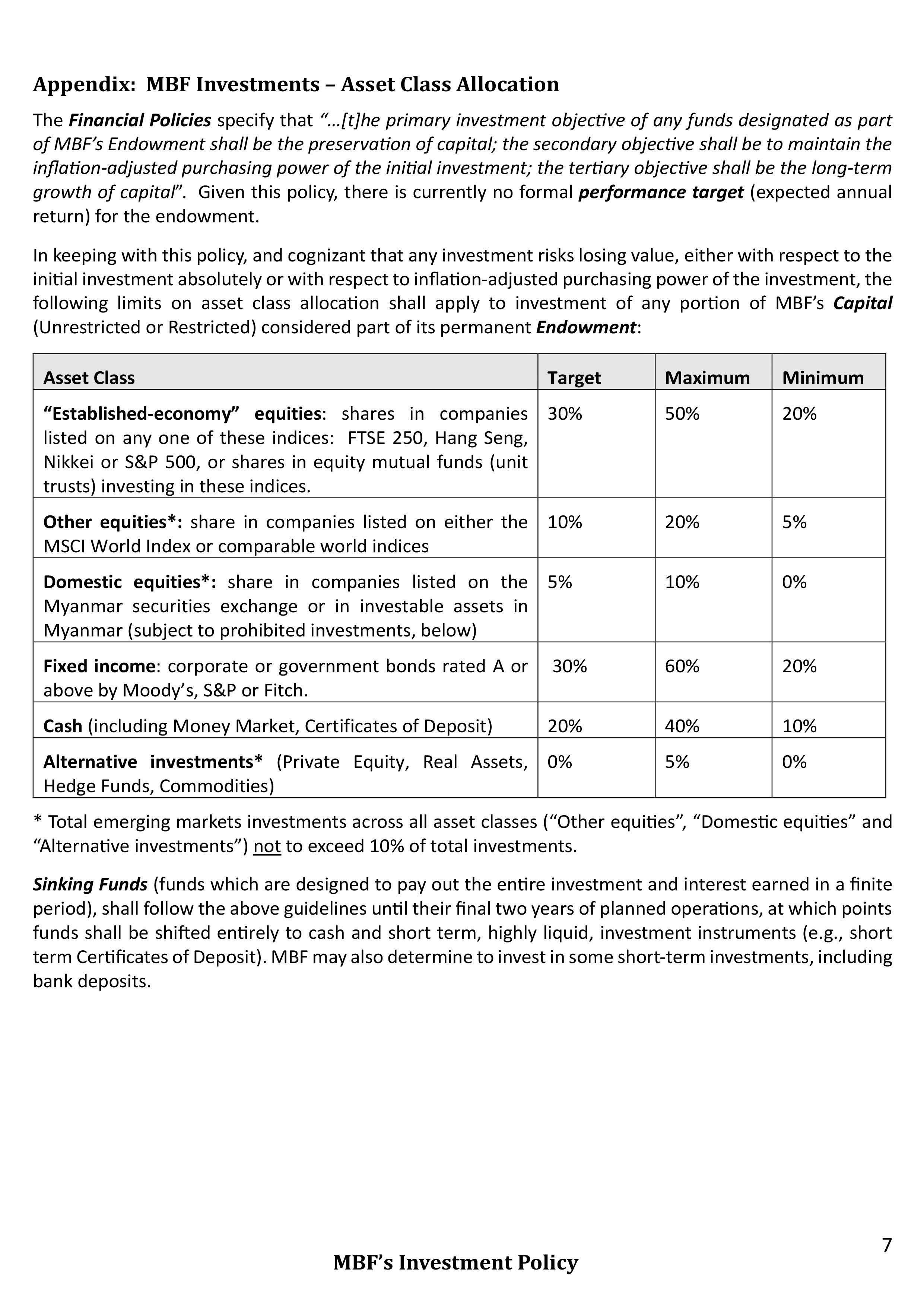 Investment Policy