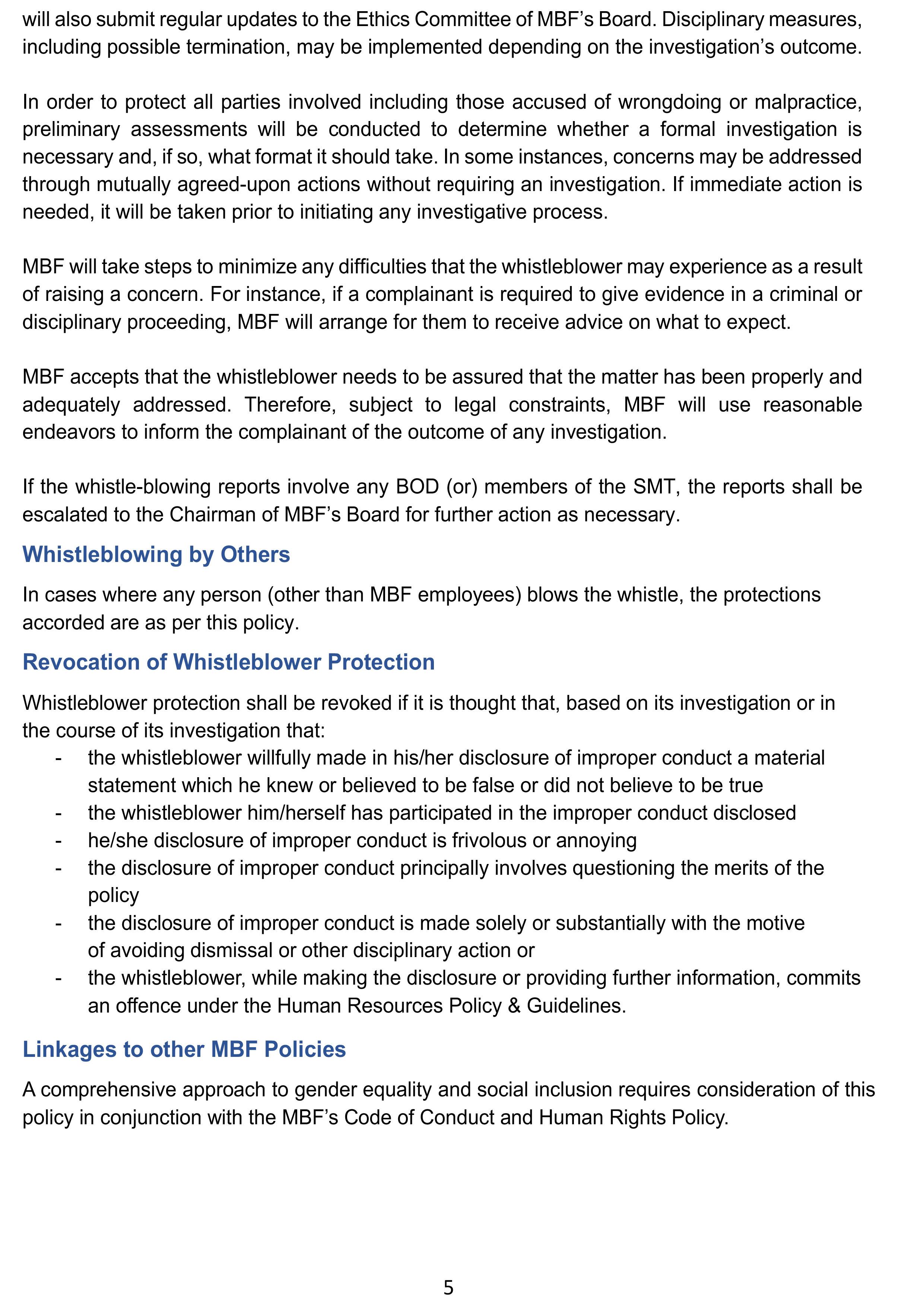Whistleblowing Policy