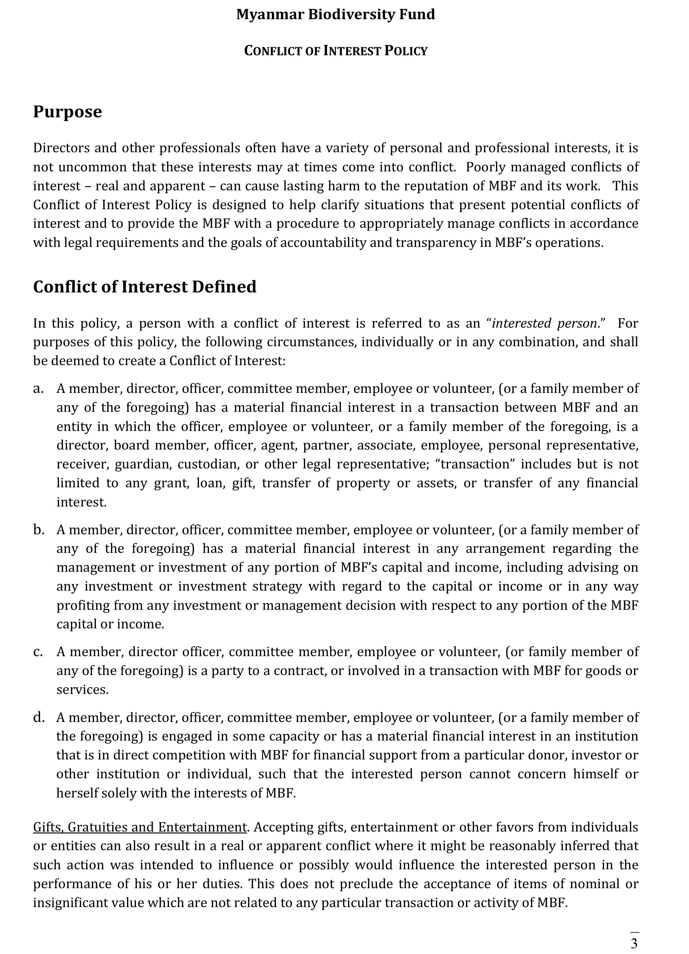 Conflict of Interest Policy