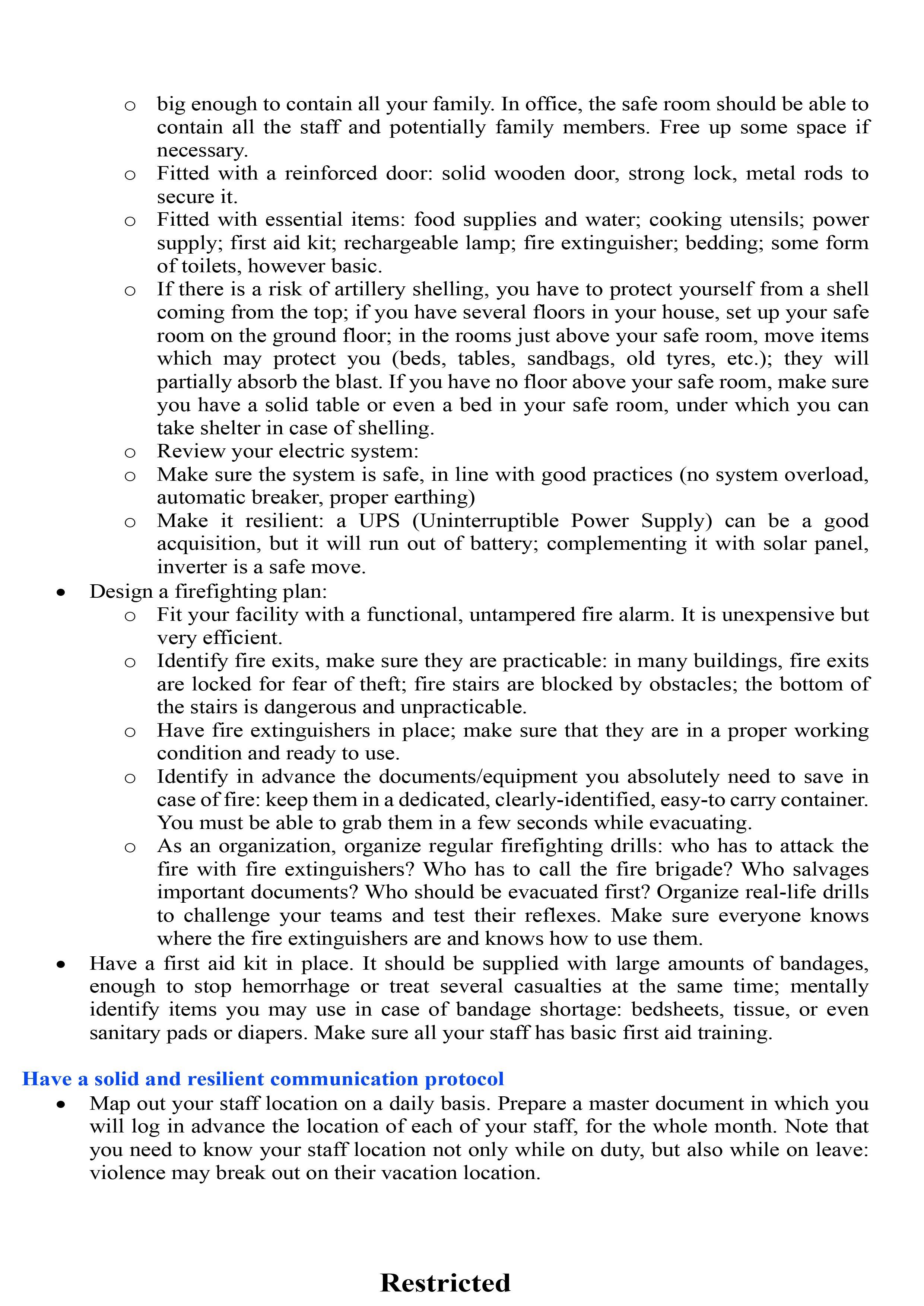 Safety & Security Policy and Procedures