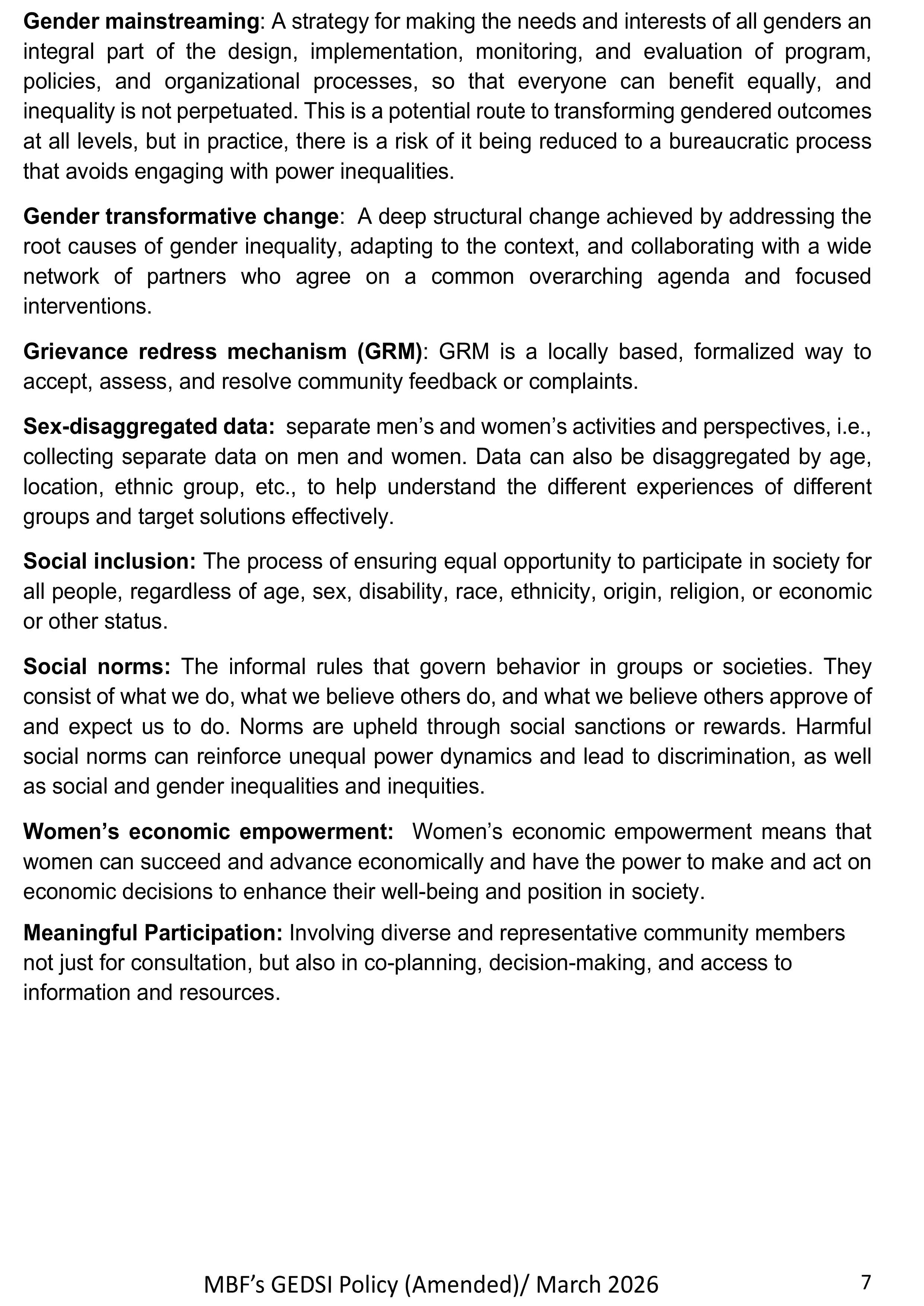 GEDSI Policy Amended
