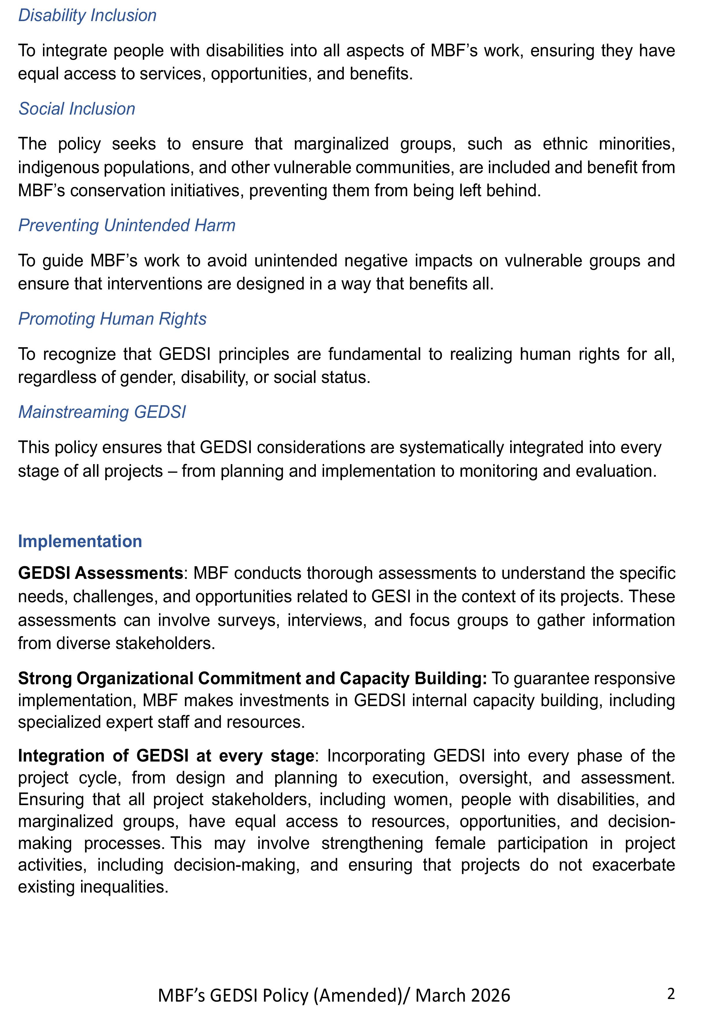 GEDSI Policy Amended
