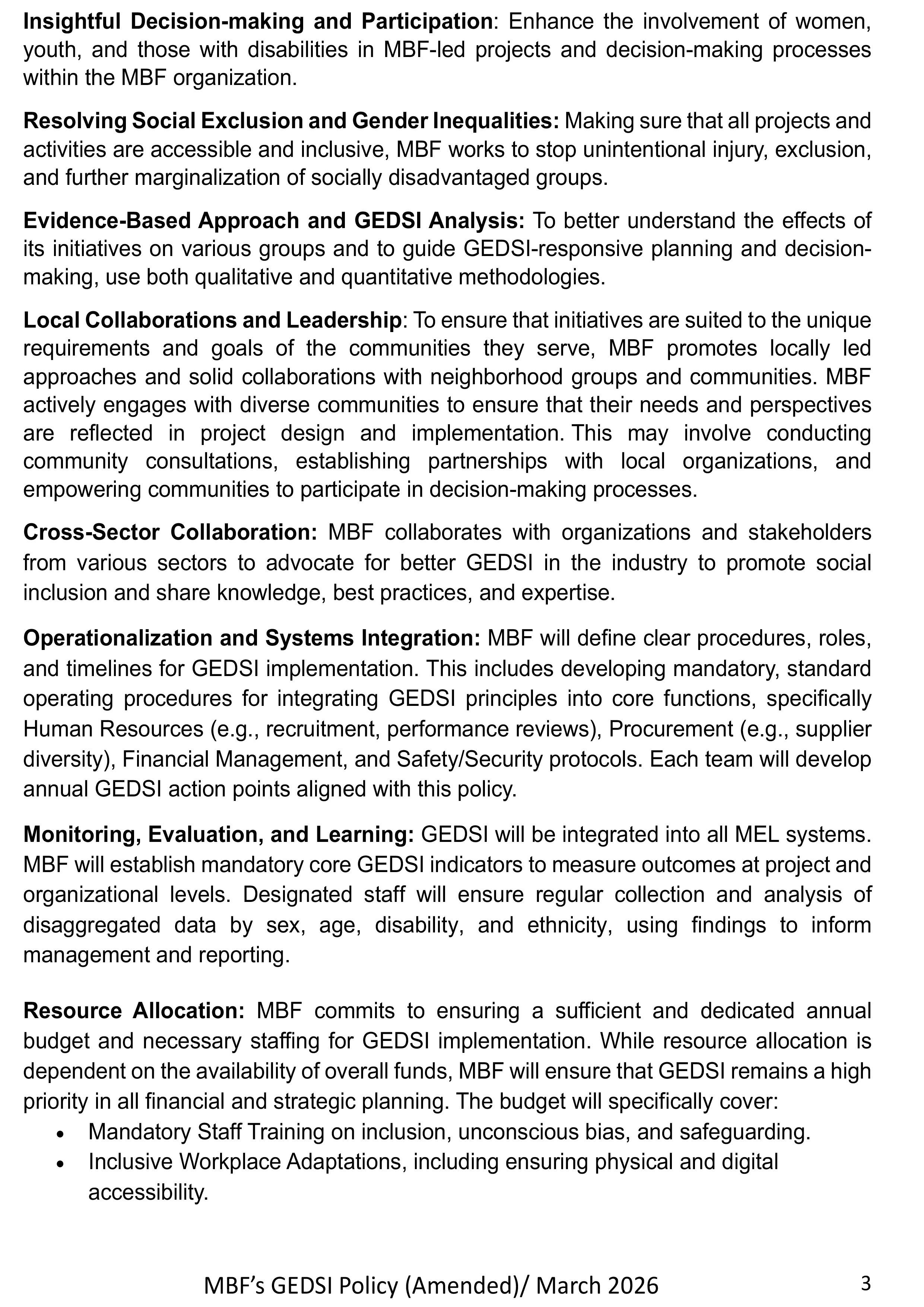 GEDSI Policy Amended