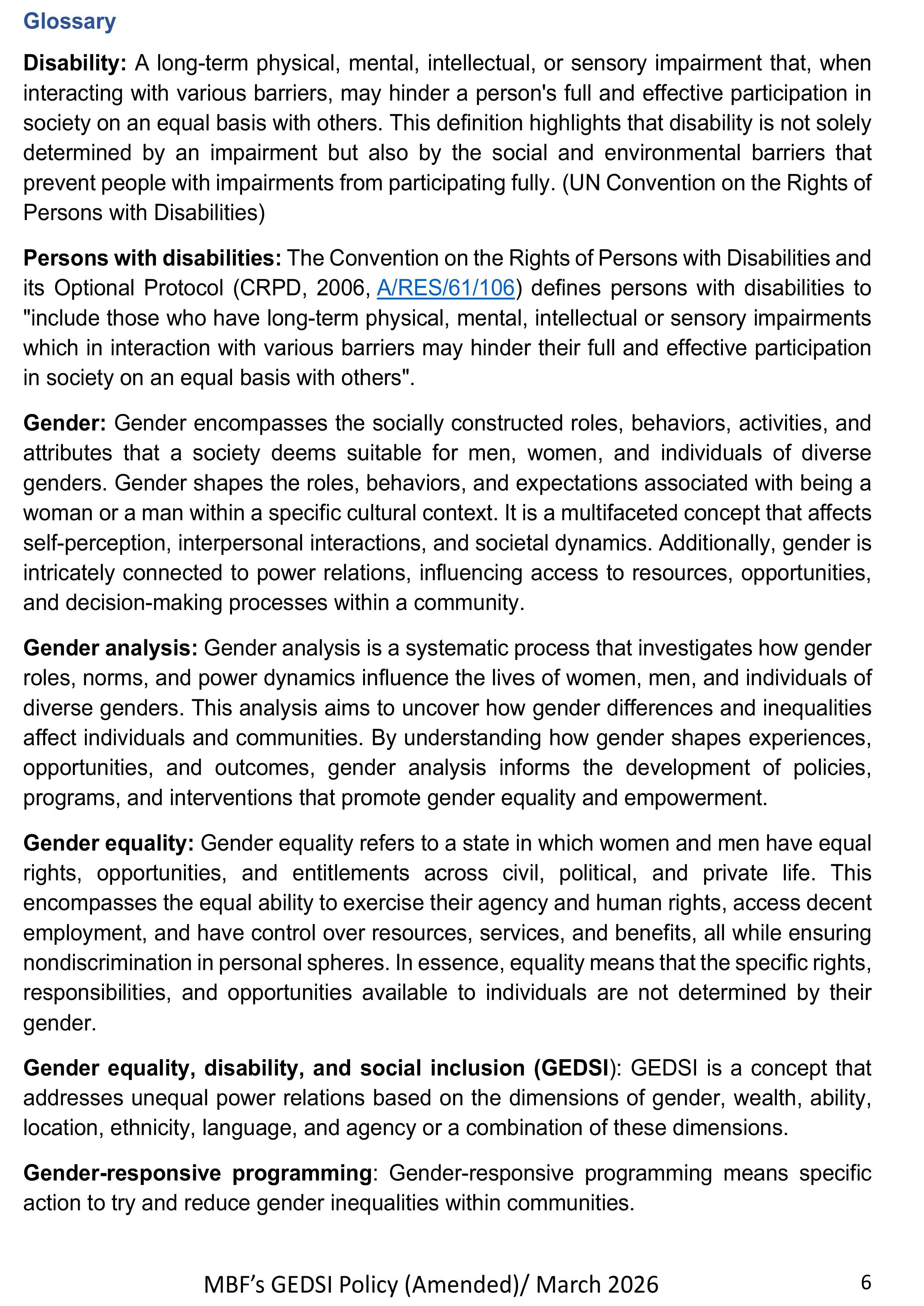 GEDSI Policy Amended