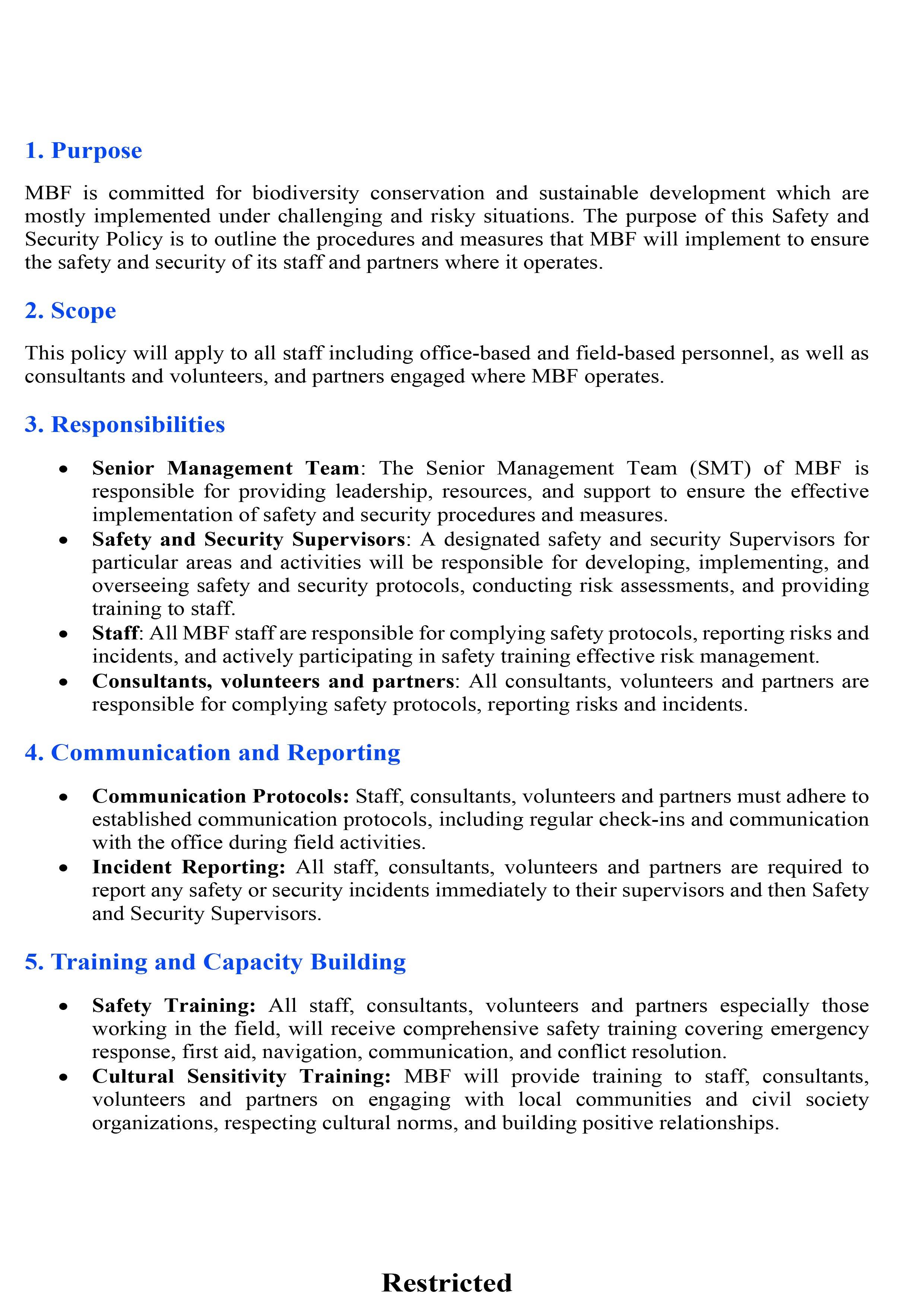 Safety & Security Policy and  Procedures
