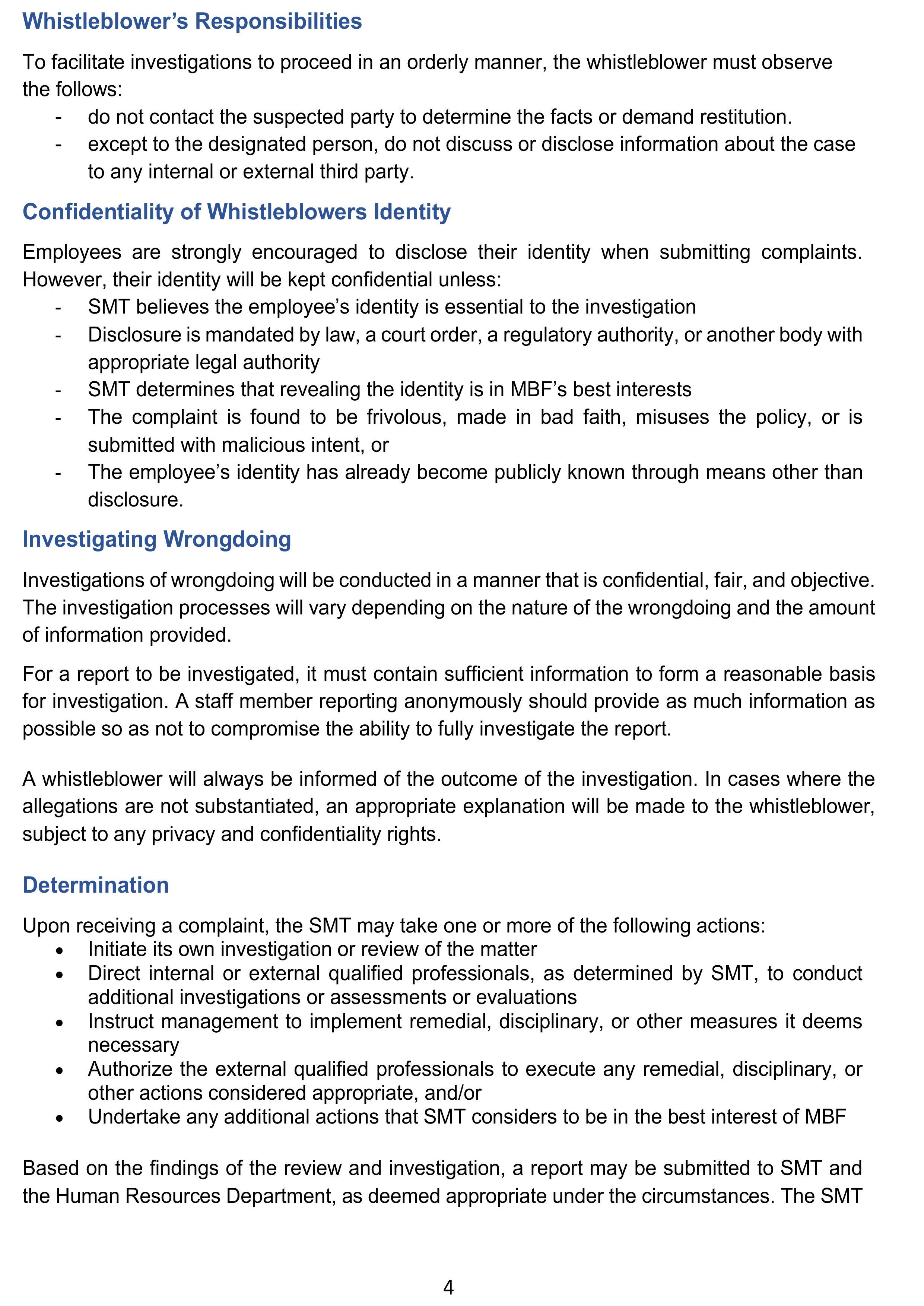 Whistleblowing Policy