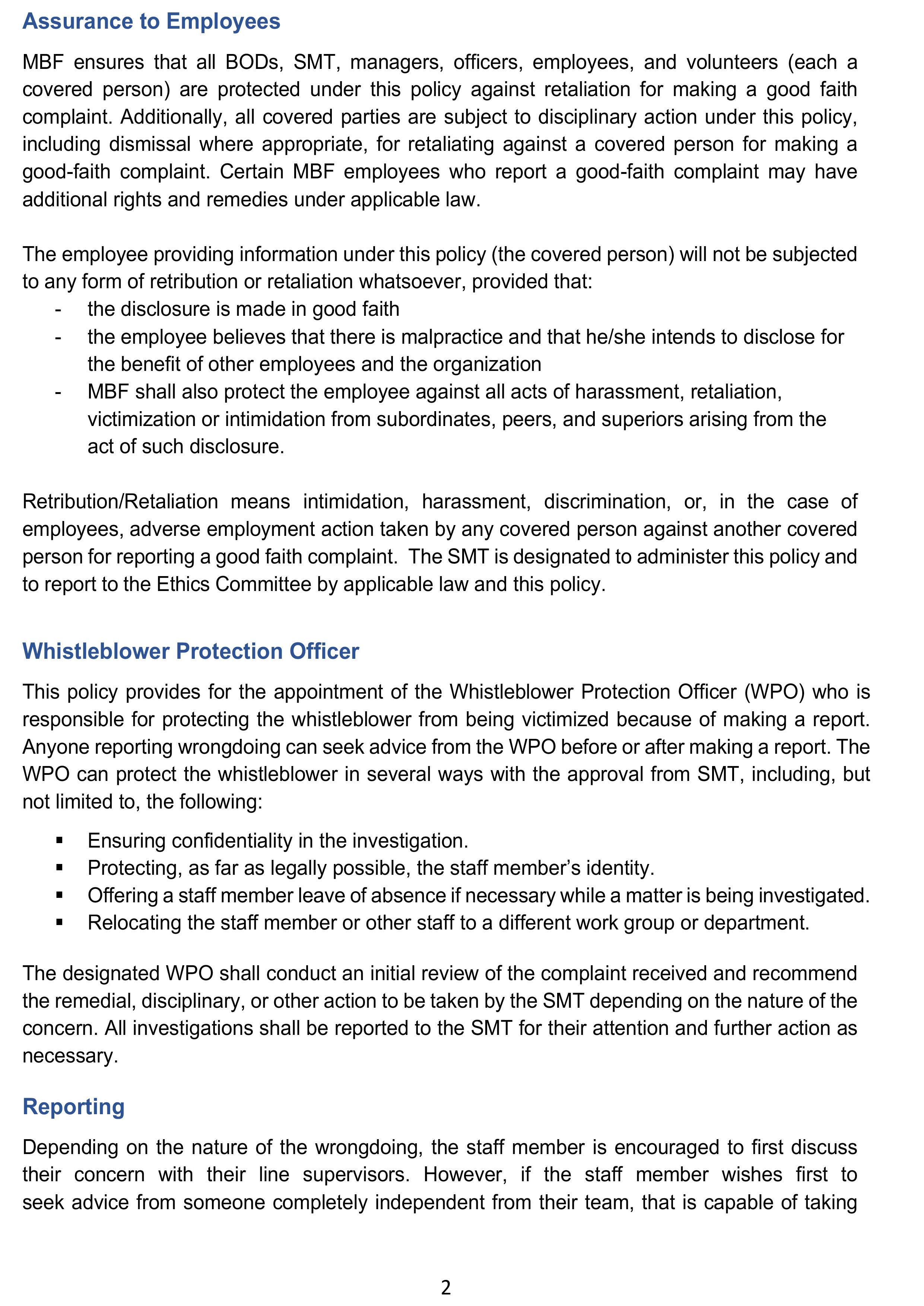 Whistleblowing Policy