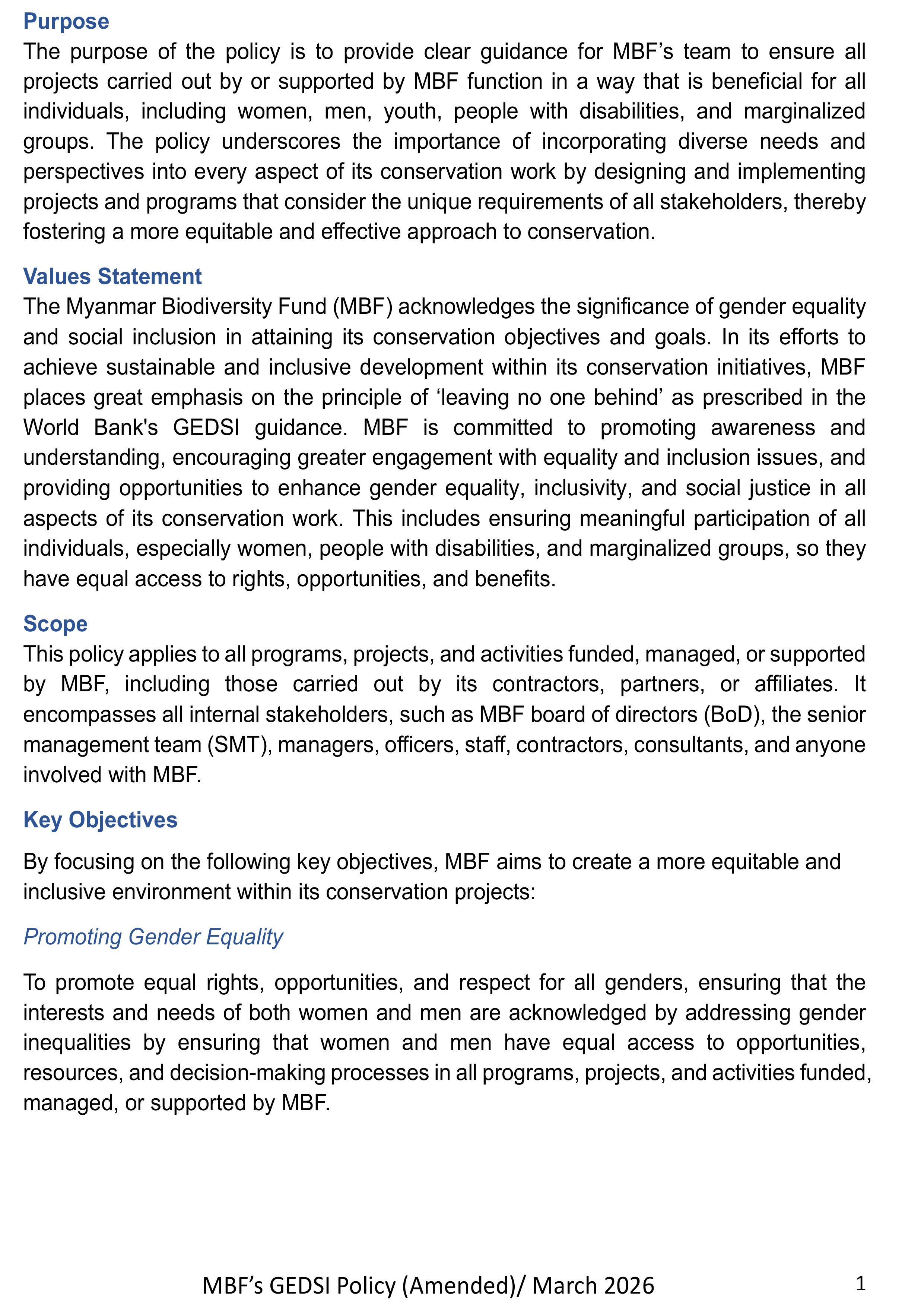 GEDSI Policy Amended