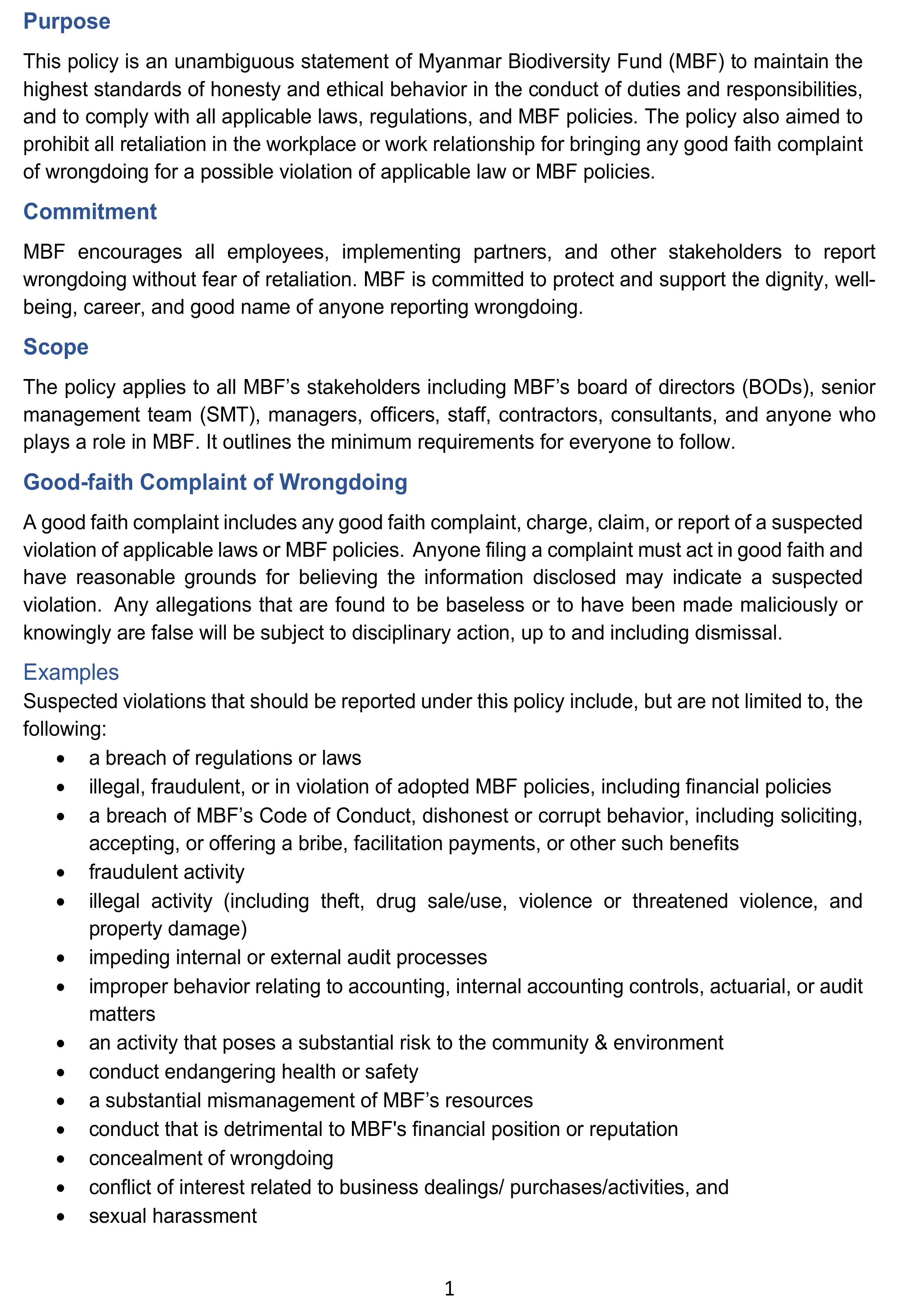Whistleblowing Policy