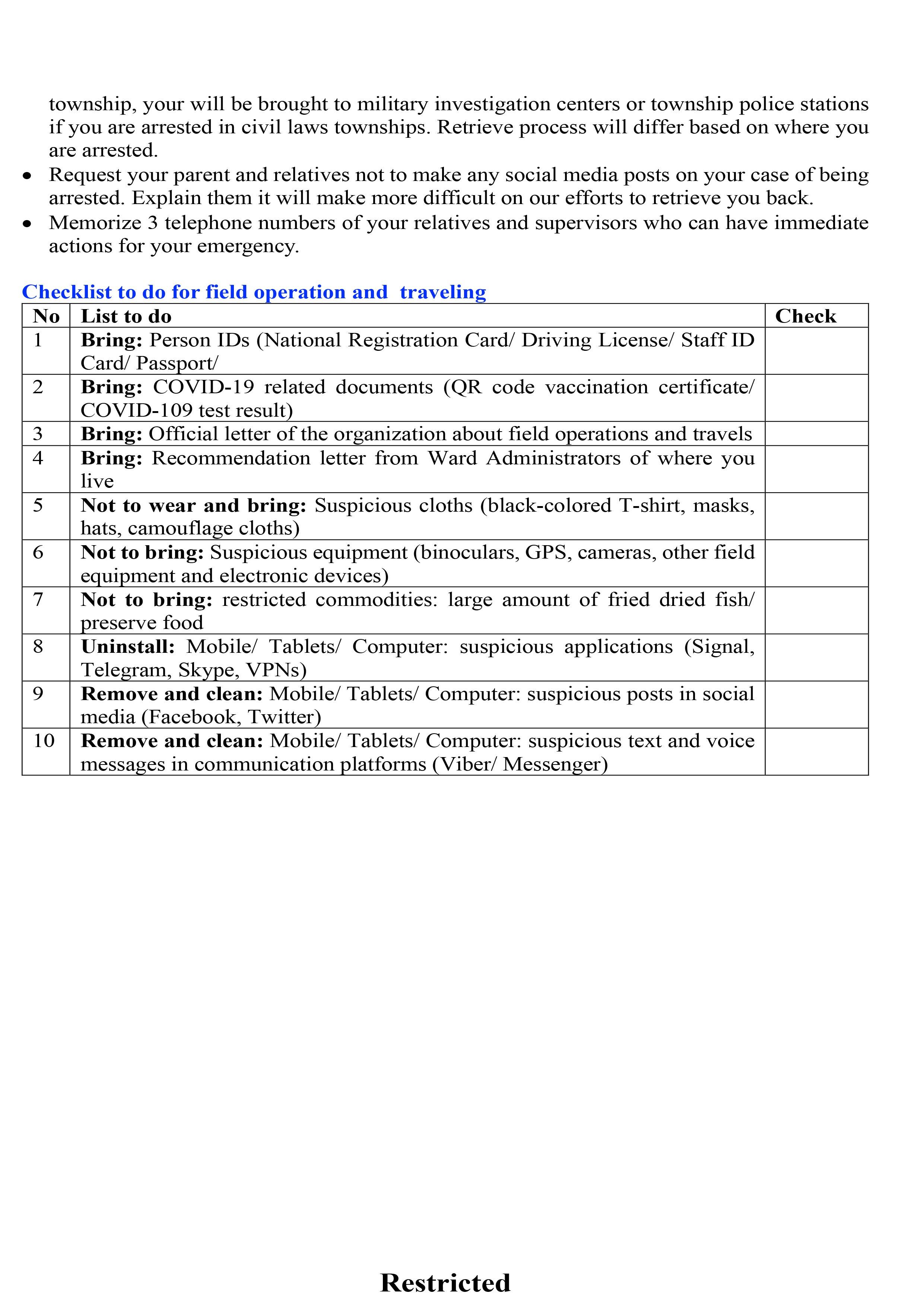 Safety & Security Policy and Procedures