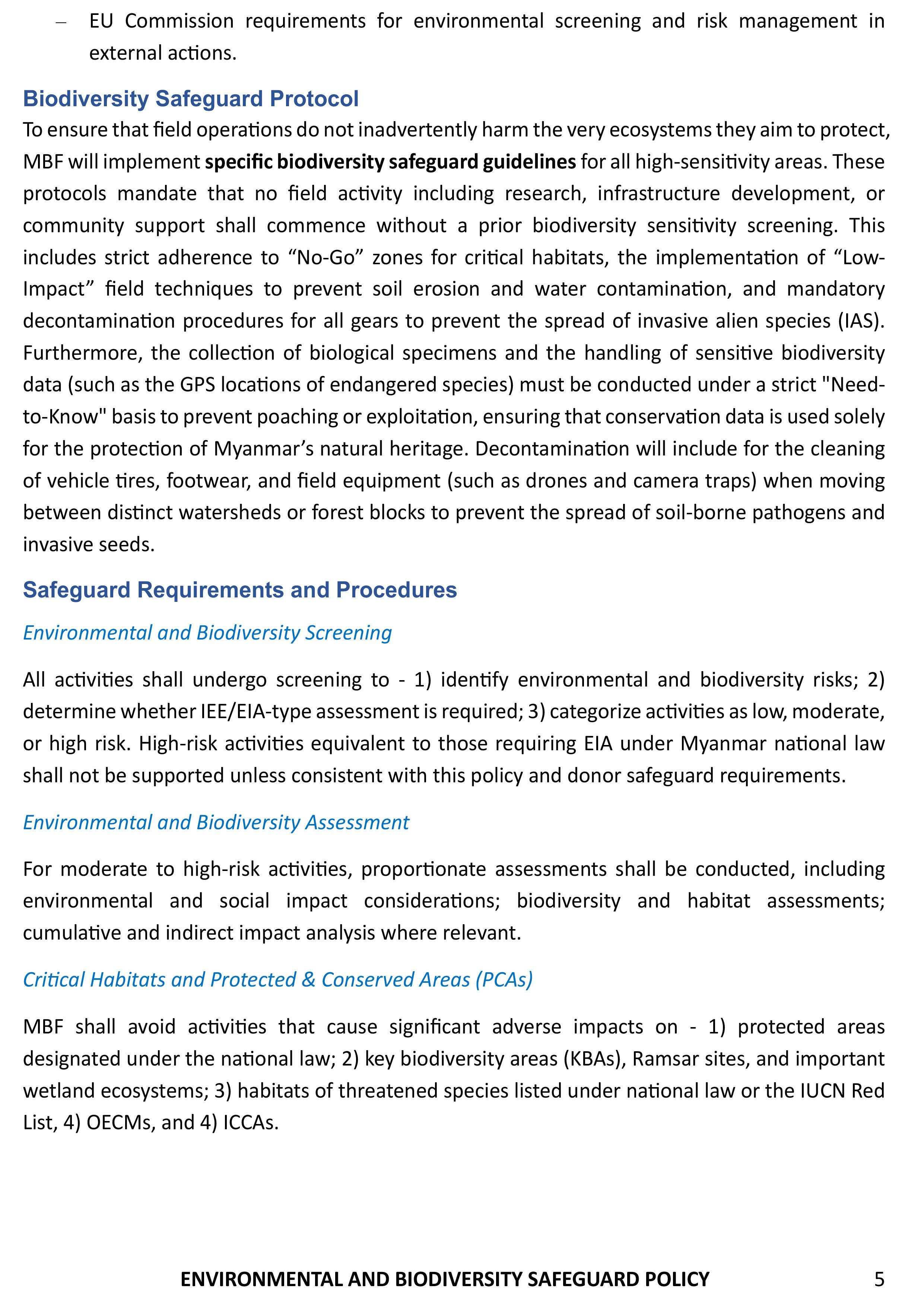 Environ Bio Safeguard Policy